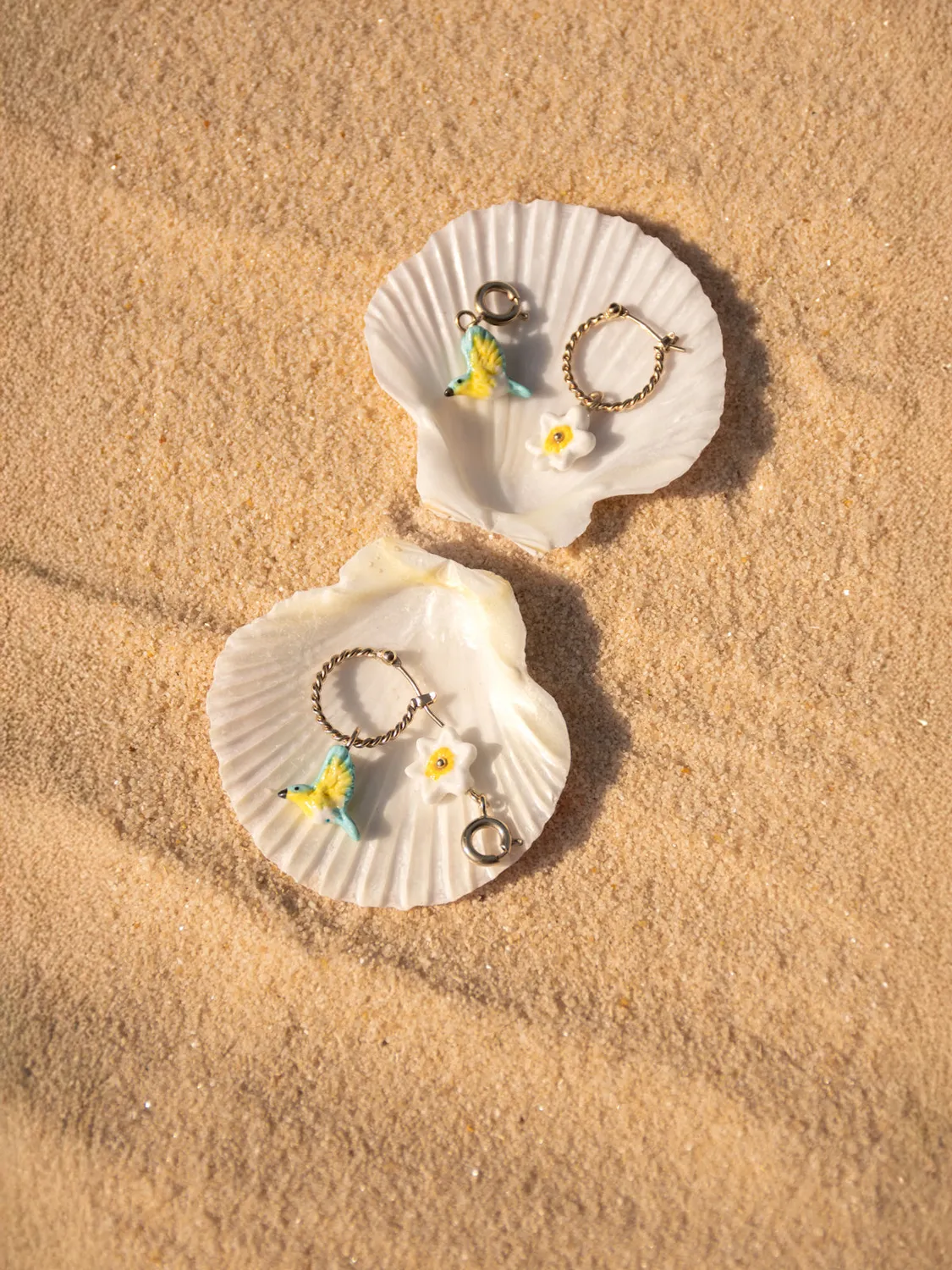 Nach Bijoux Mini créole Paruline bleue boucle d'oreille à l'unité porcelaine