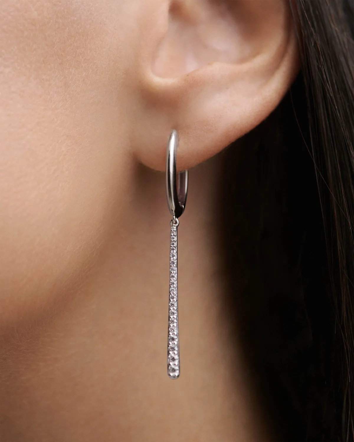 PDPAOLA Olga boucles d’oreilles argent zircone blanche 50 mm