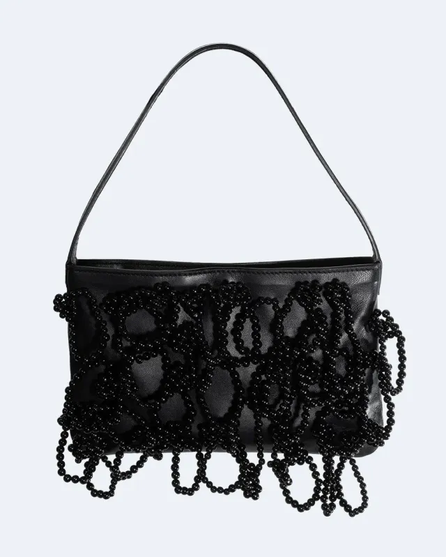 Completedworks The Pearly Pearl sac cuir noir perles
