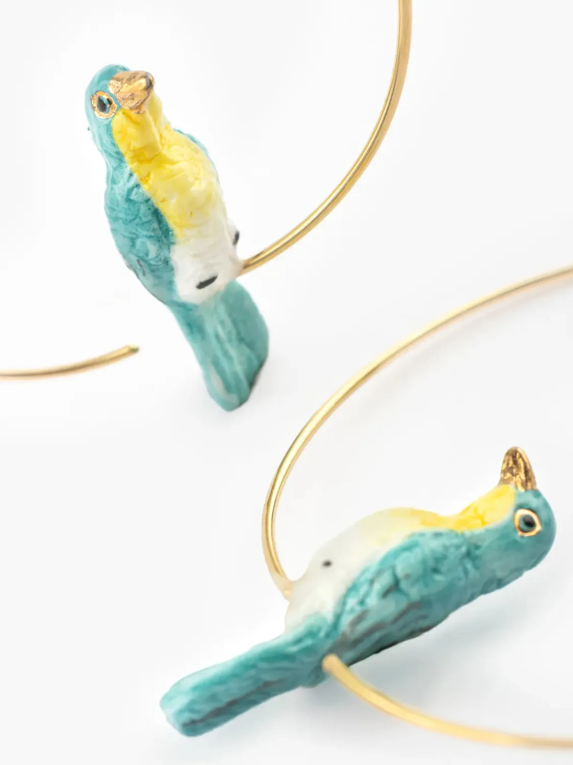 Nach Bijoux Grandes créoles Oiseau Paruline Bleue boucles bleues