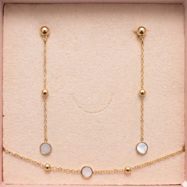 Coffret Mini Nacre bracelet et boucles nacre doré