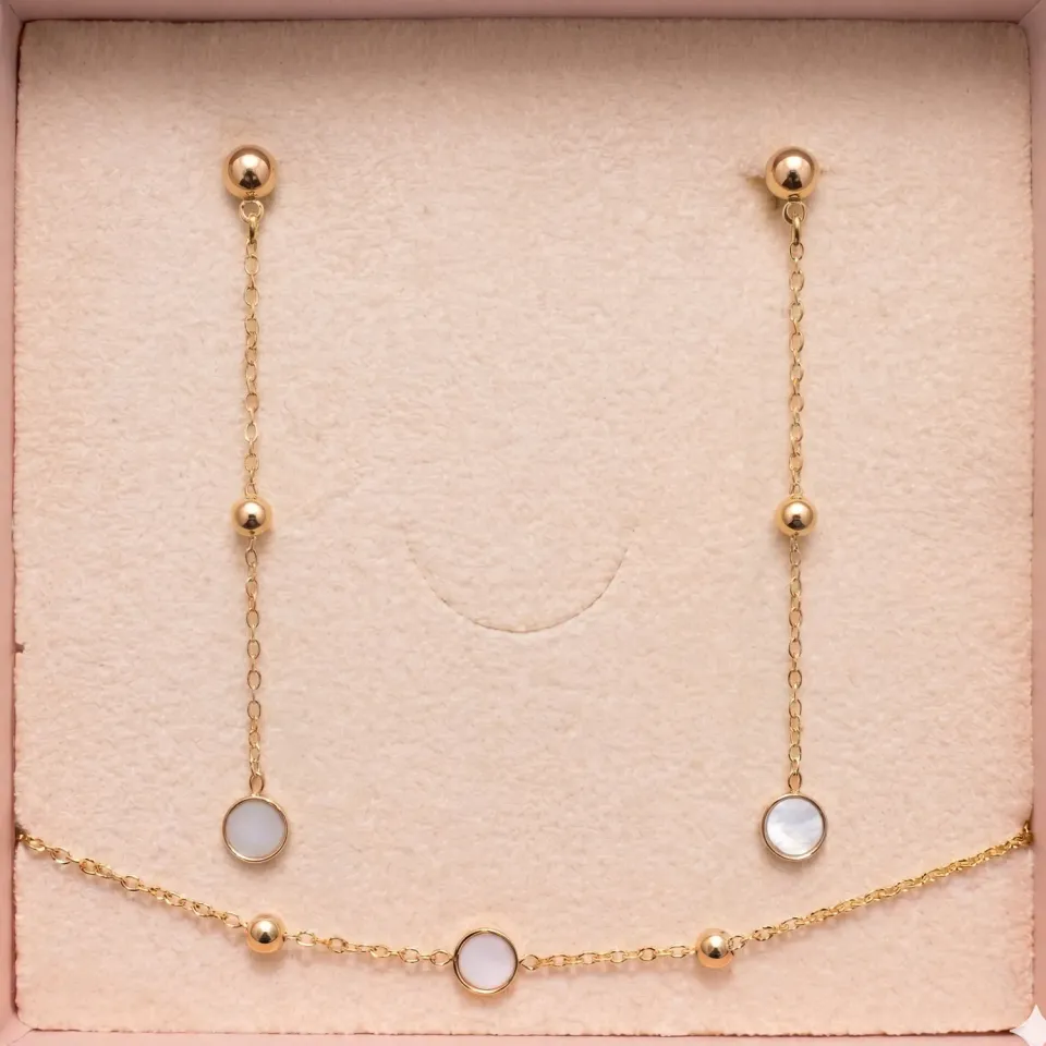 Coffret Mini Nacre bracelet et boucles nacre doré