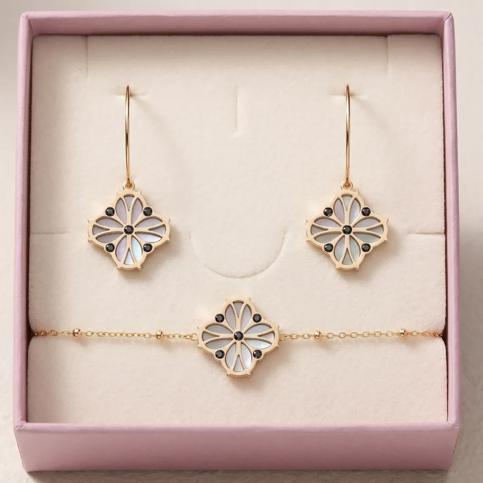 Nao de Paris Fleur Nouvelle coffret doré nacre grise