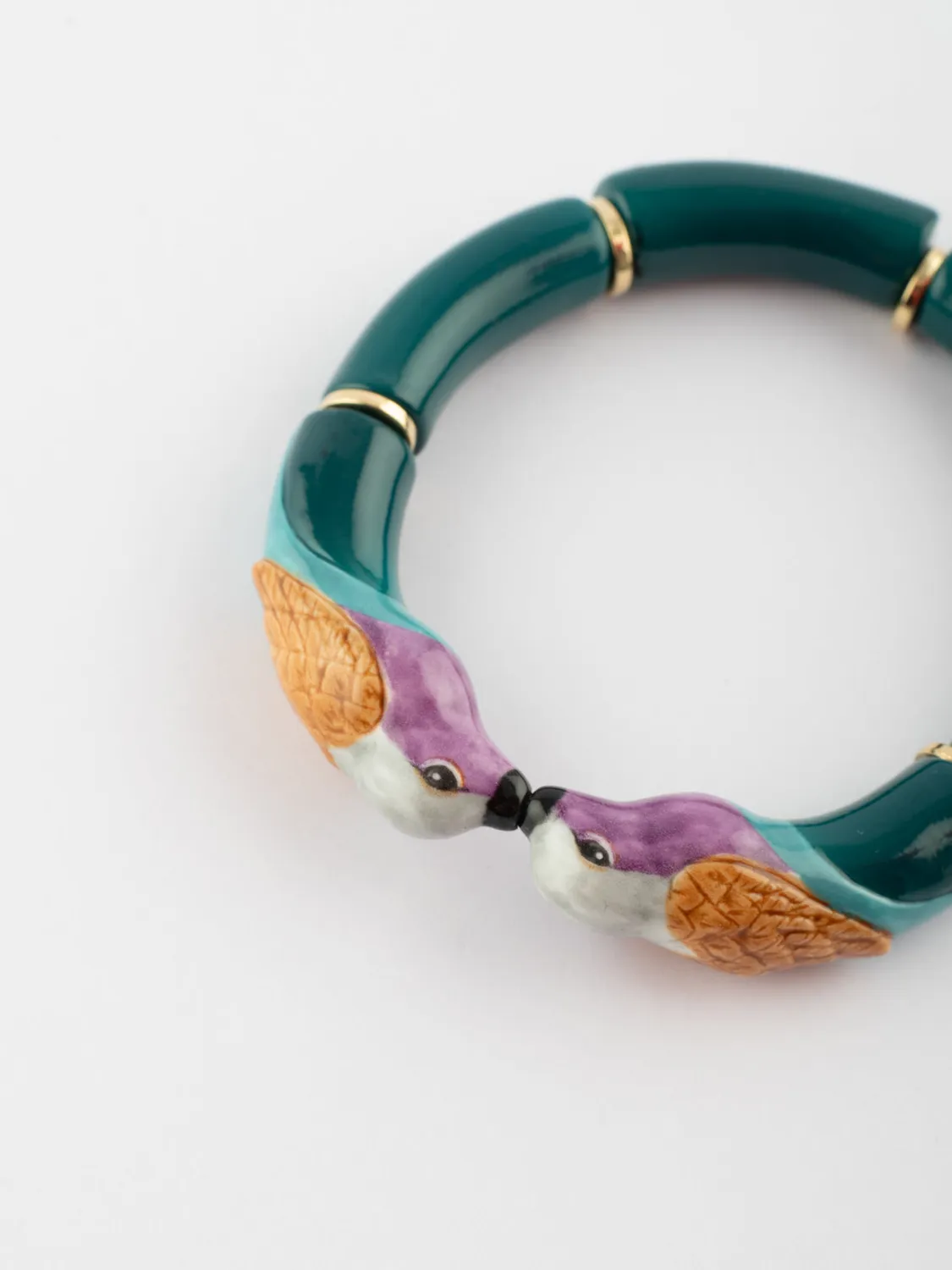 Nach Bijoux bracelet bisou oiseaux porcelaine élastique