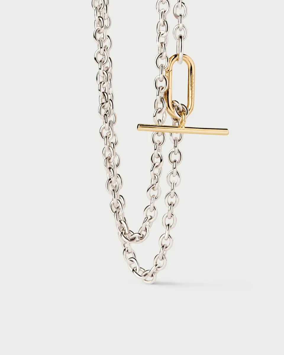 PDPAOLA Long Beat Chain collier chaîne 87 cm argenté