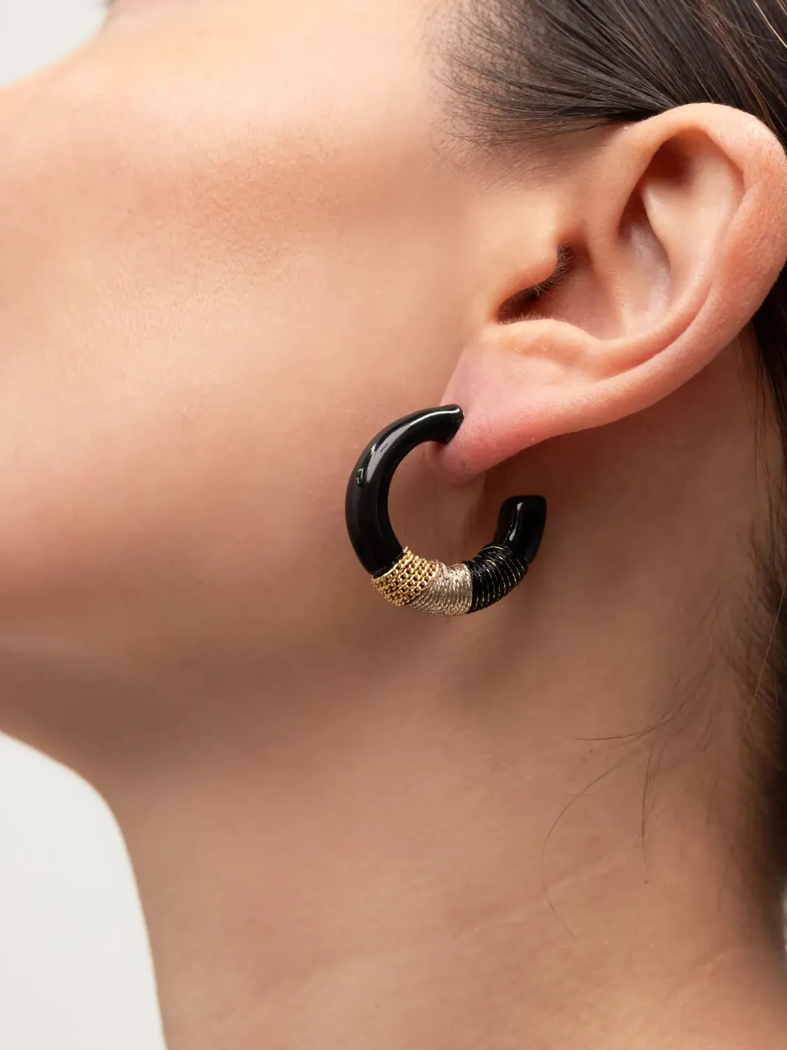 Nach Bijoux ethnique noir boucles d'oreilles porcelaine