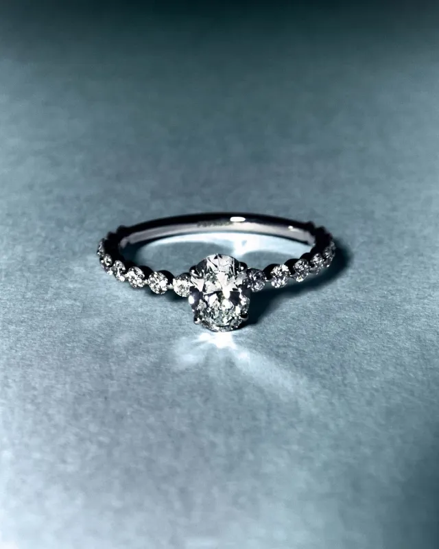PDPAOLA Grid 4 bague solitaire diamants or blanc