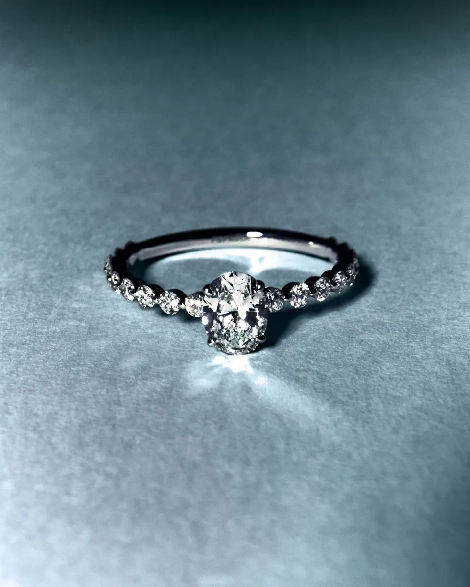 PDPAOLA Grid 4 bague solitaire diamants or blanc