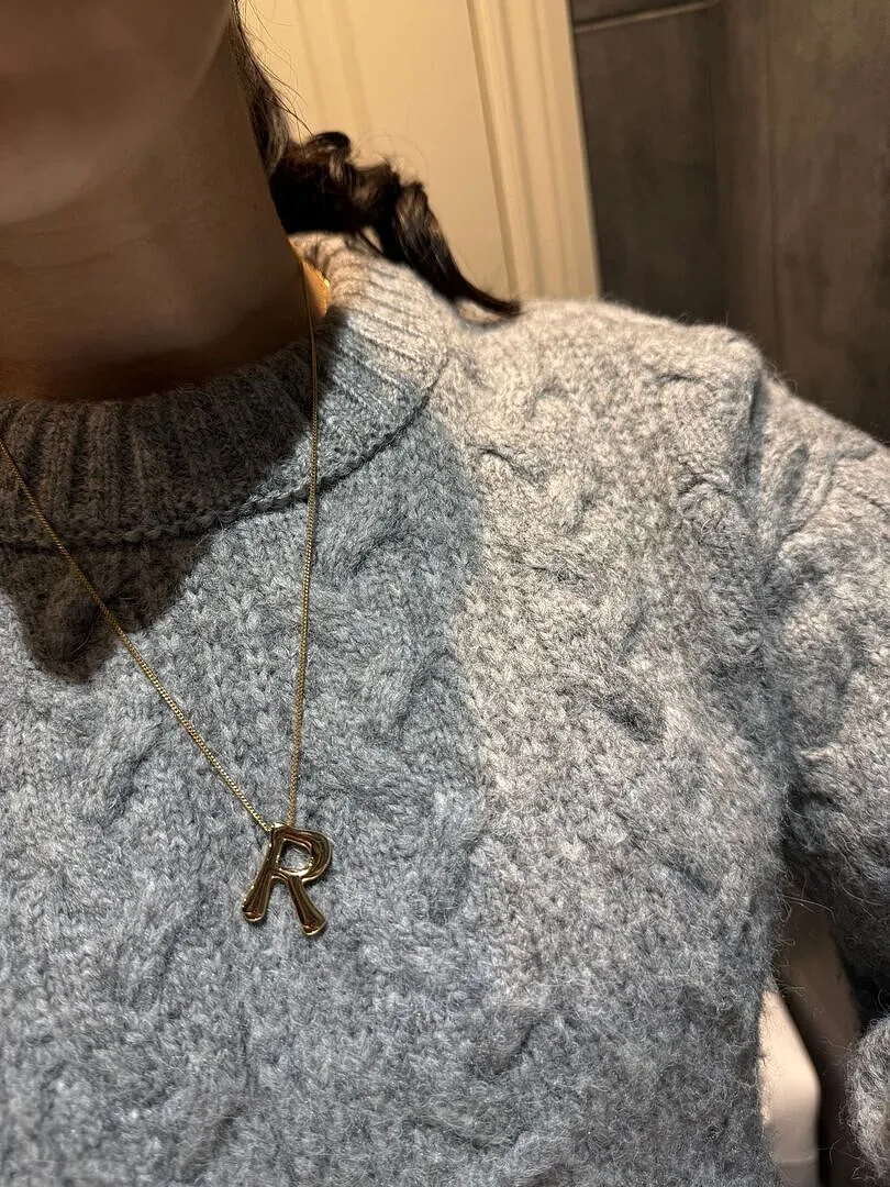 Astrid & Miyu R Initial Bold Pendant collier or initiale R