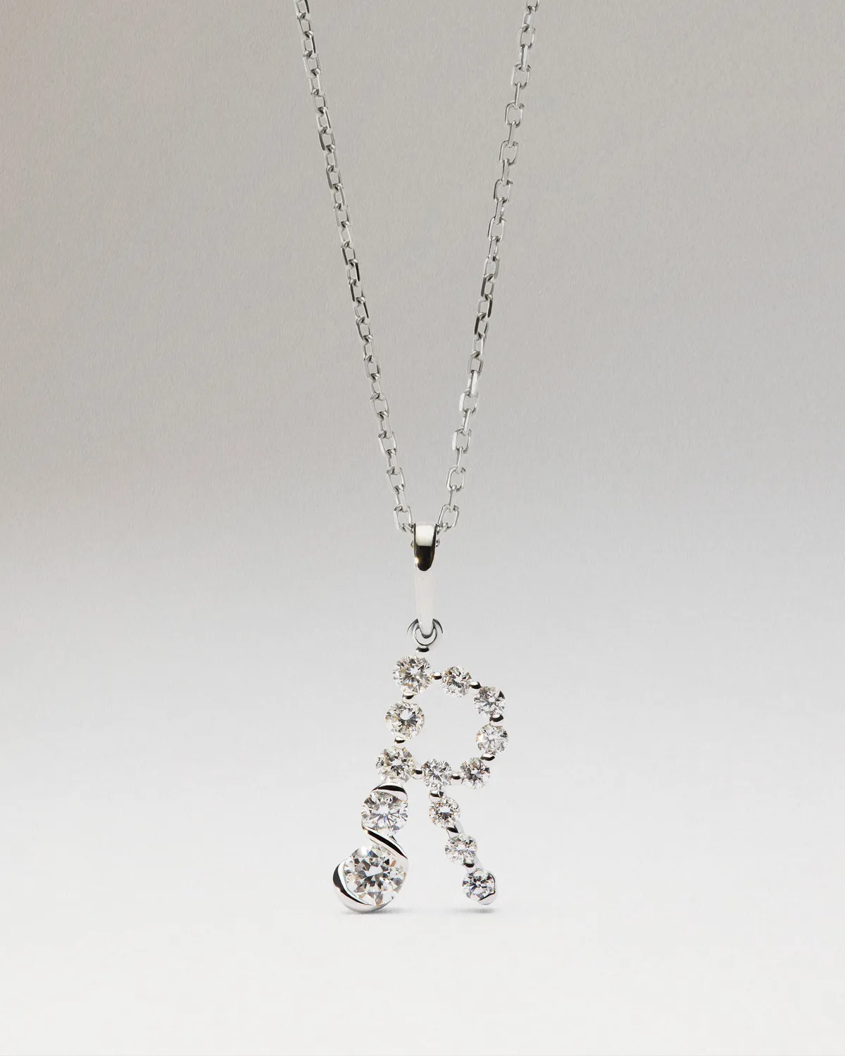 PDPAOLA Initiale R pendentif or blanc diamants