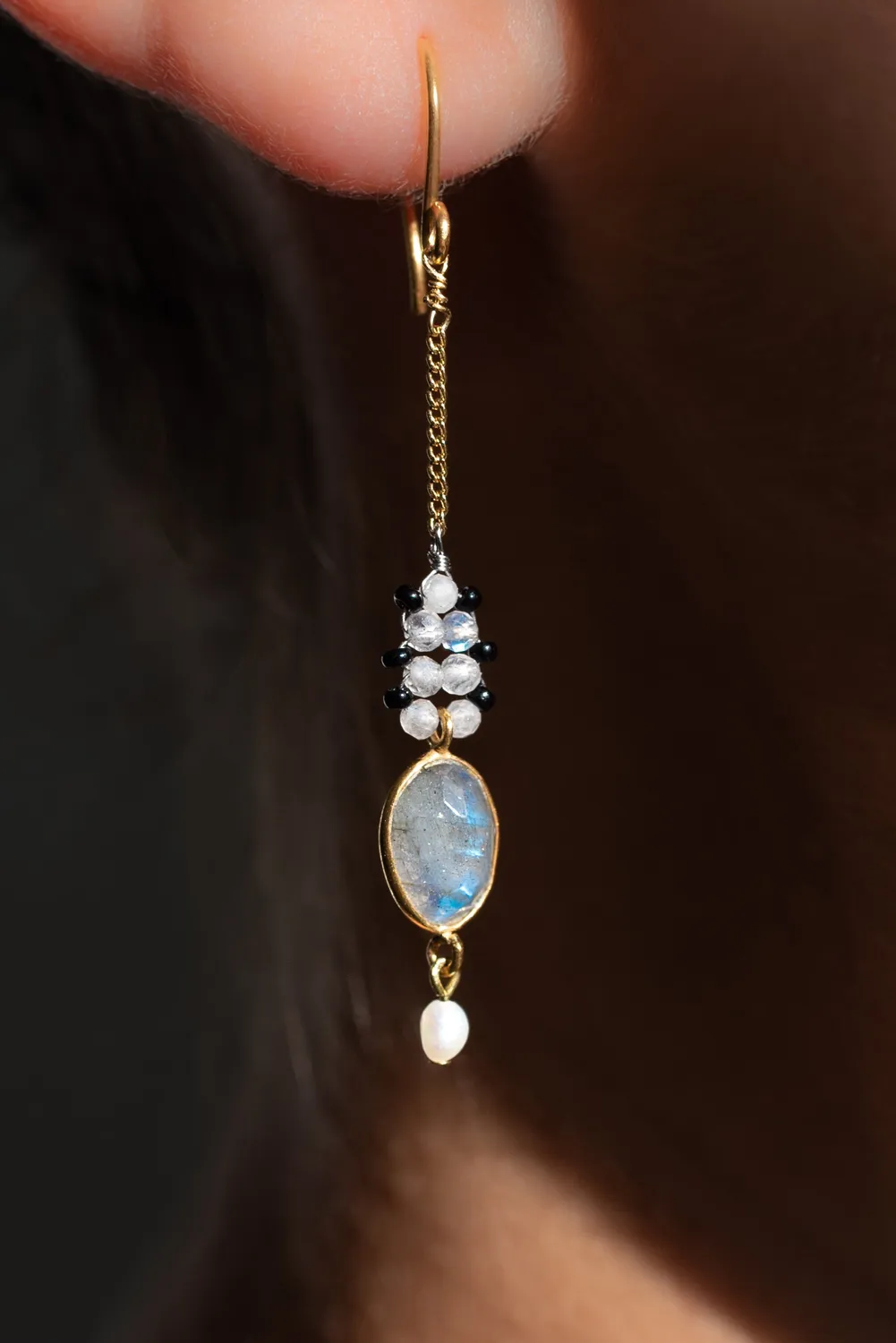 Le Fourbi de Capucine P10 boucles d'oreilles labradorite perle