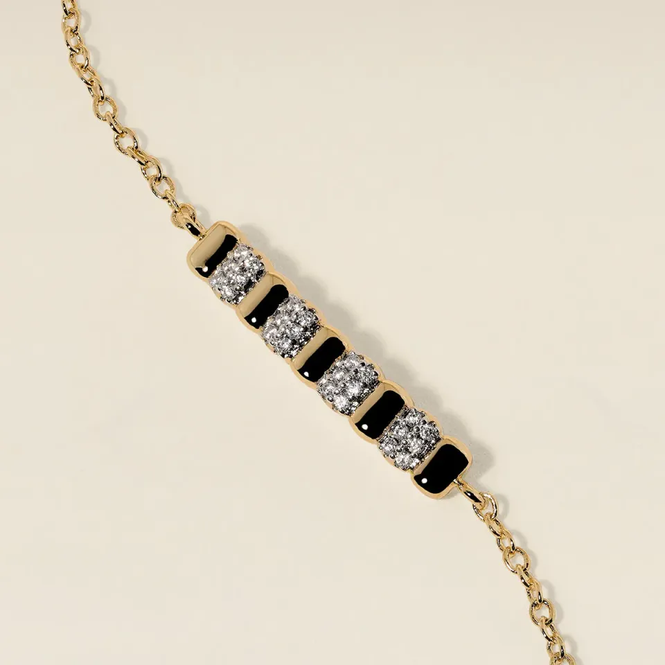 Astrid & Miyu Crystal Ridged Bar bracelet doré cristal