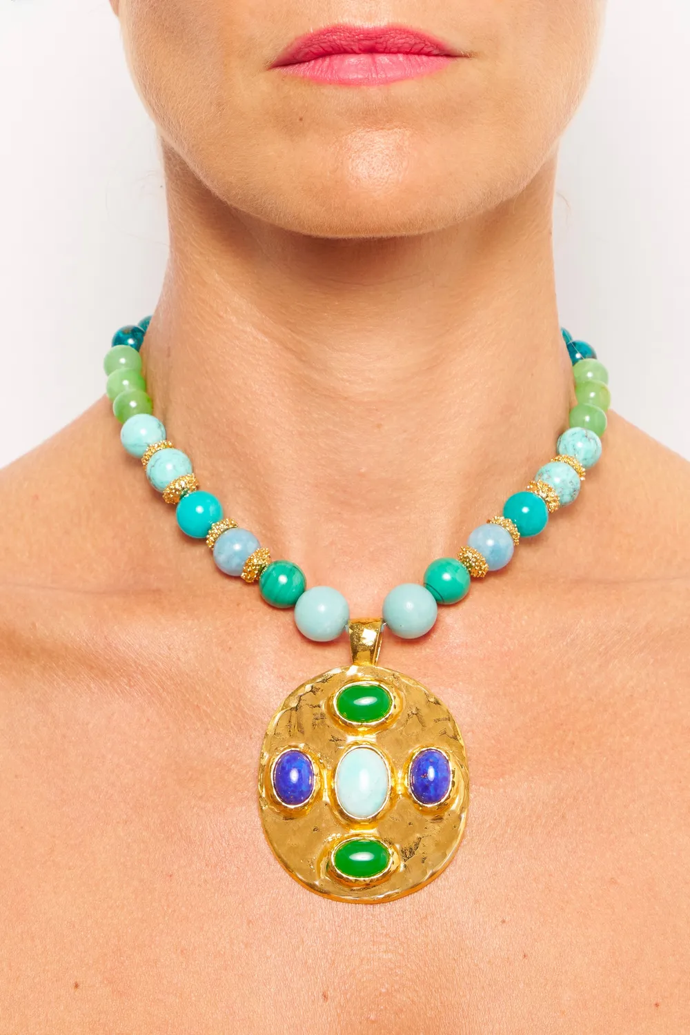 Philippe Ferrandis New Gems collier médaillon doré