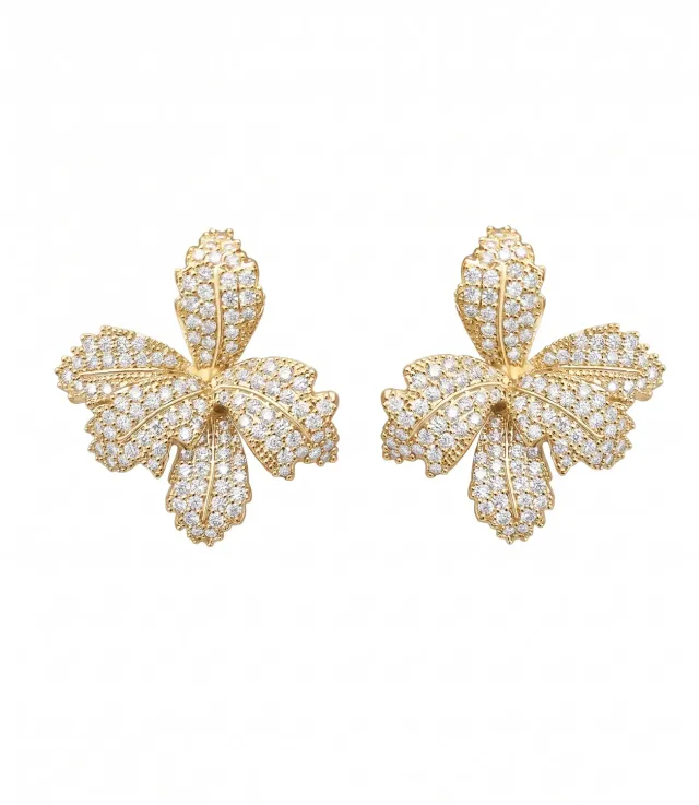 Nao de Paris Pétales Chics boucles d'oreilles strass blanc