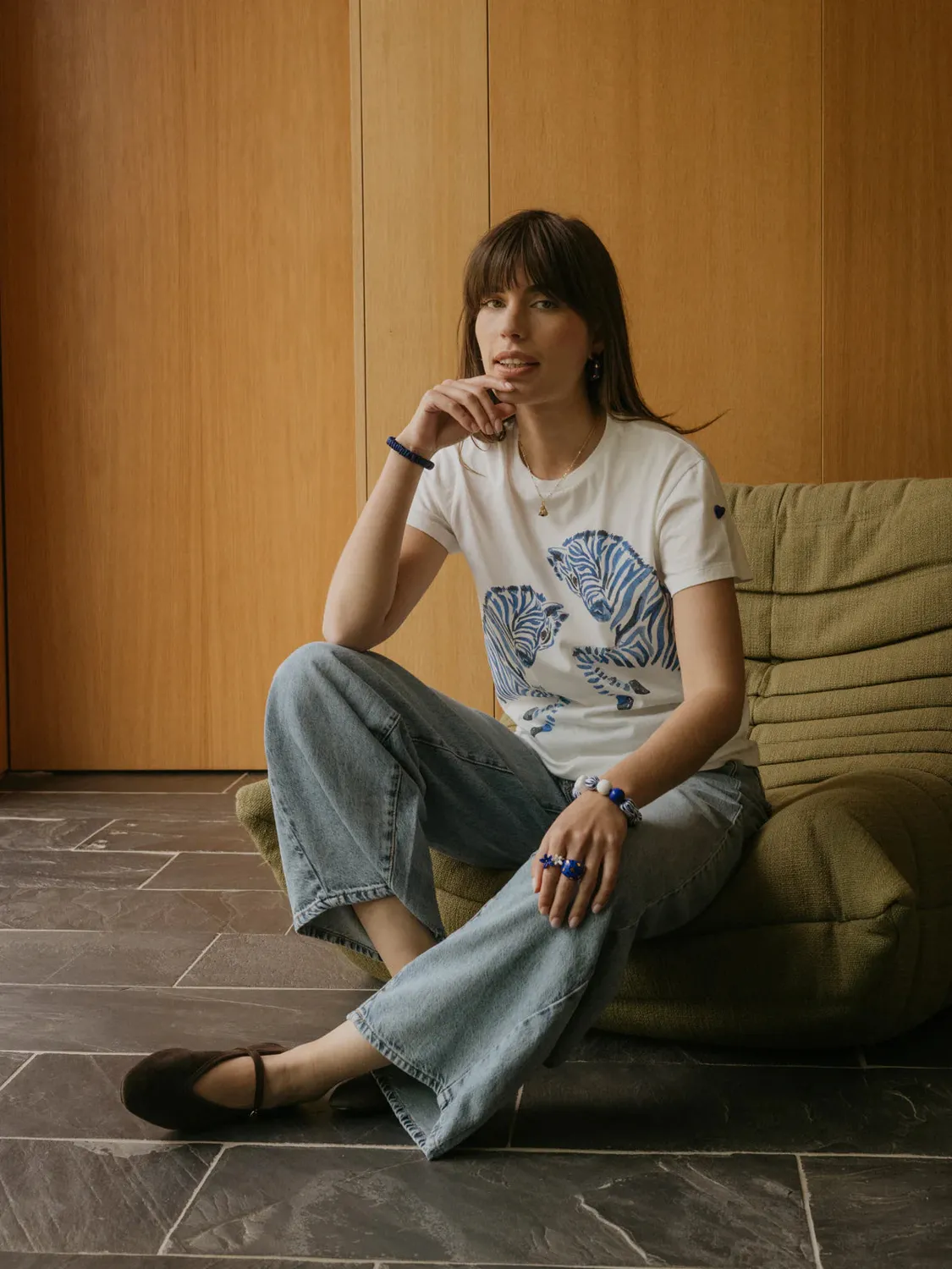 Nach Olga Zèbres Bleus t-shirt col rond imprimé