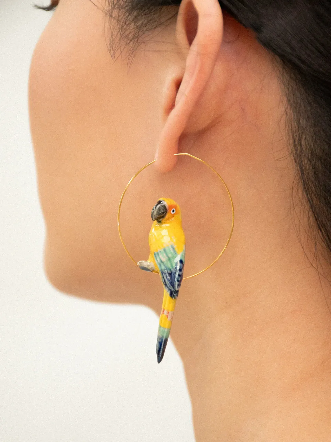 Nach Bijoux conure soleil grandes créoles boucles d'oreilles jaune