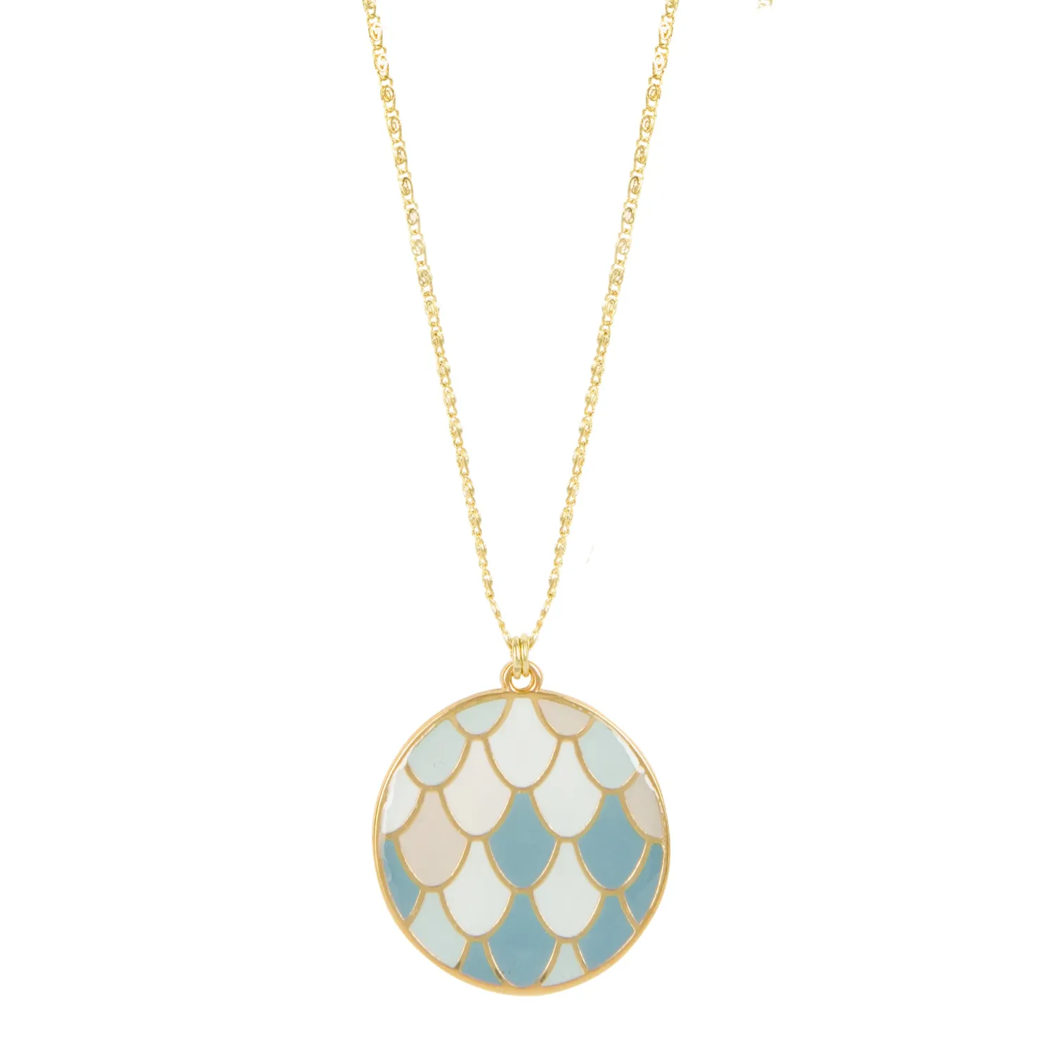 Nao de Paris Plumage sautoir doré médaille bleue 89 cm