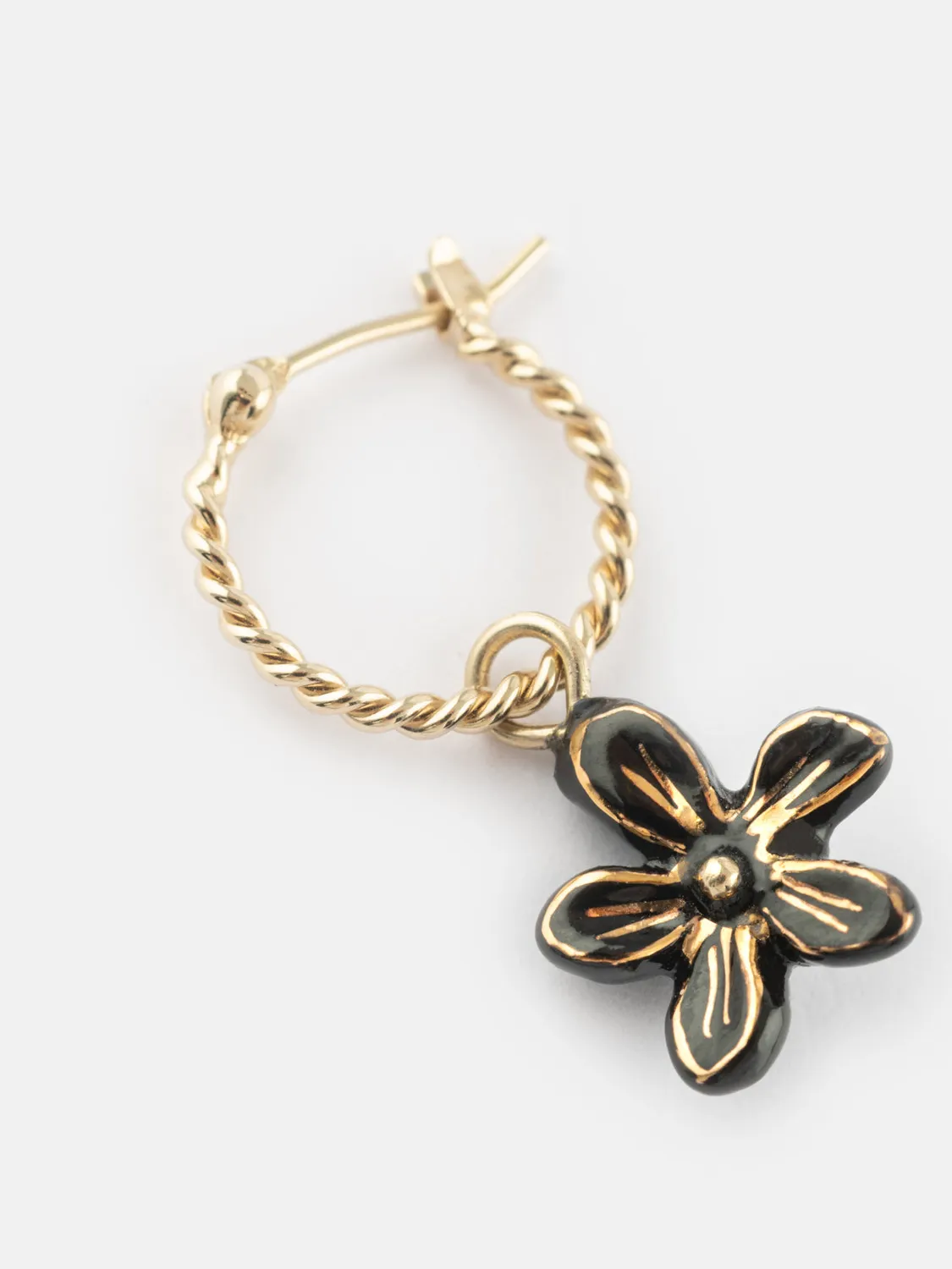 Nach Bijoux Erine noire mini créole porcelaine 1,5 cm