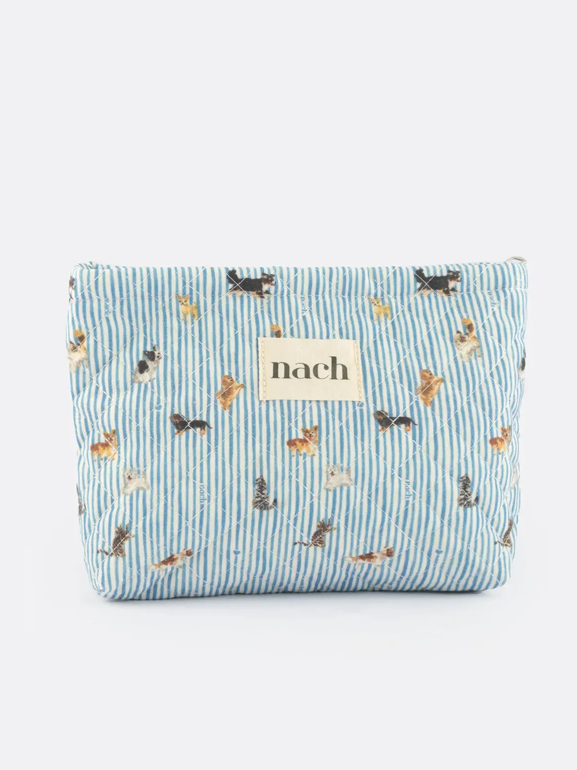 Nach Bijoux pochette rayée chiens et chats 25 cm