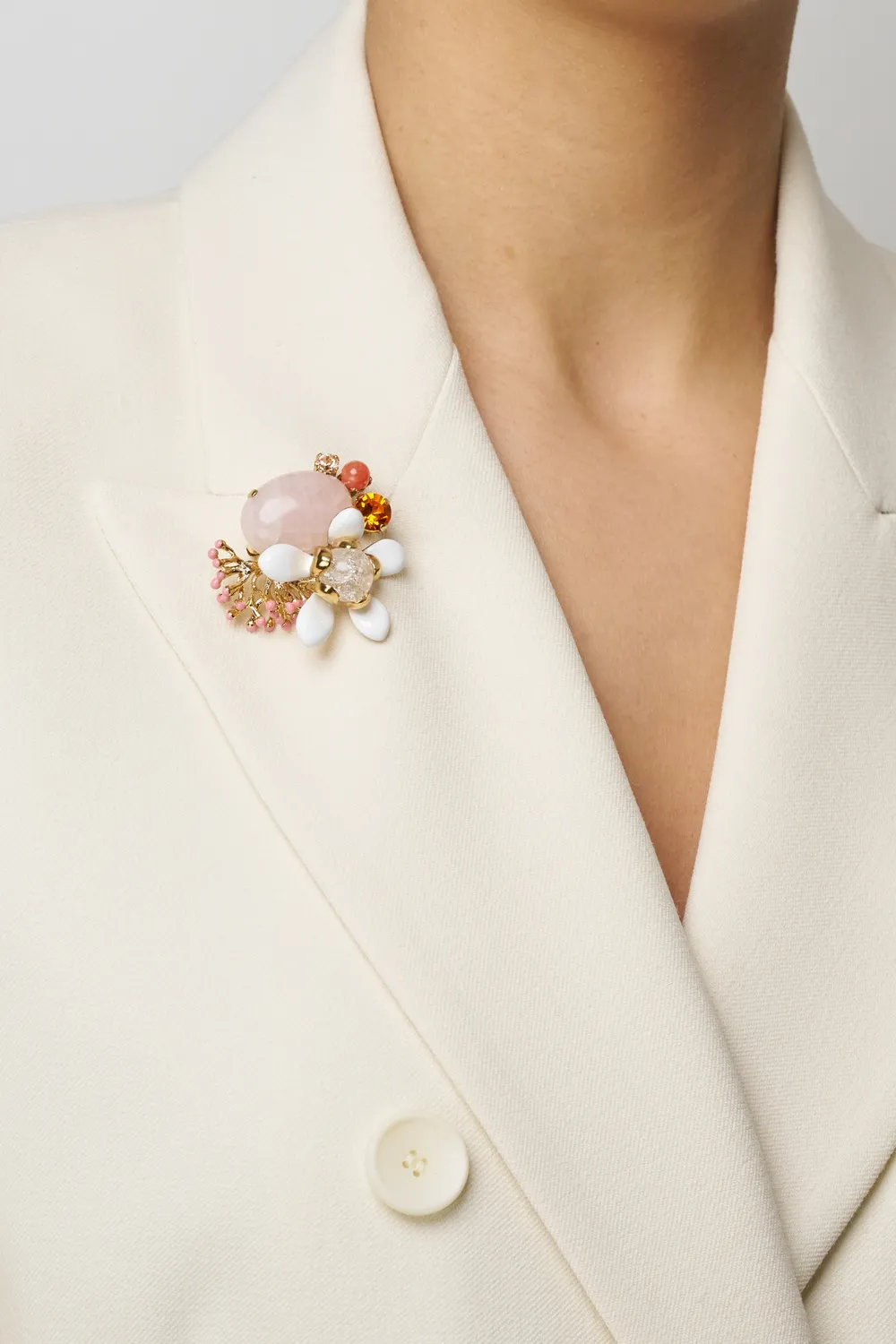 Philippe Ferrandis Neroli petite broche fleur blanche 4,5 cm