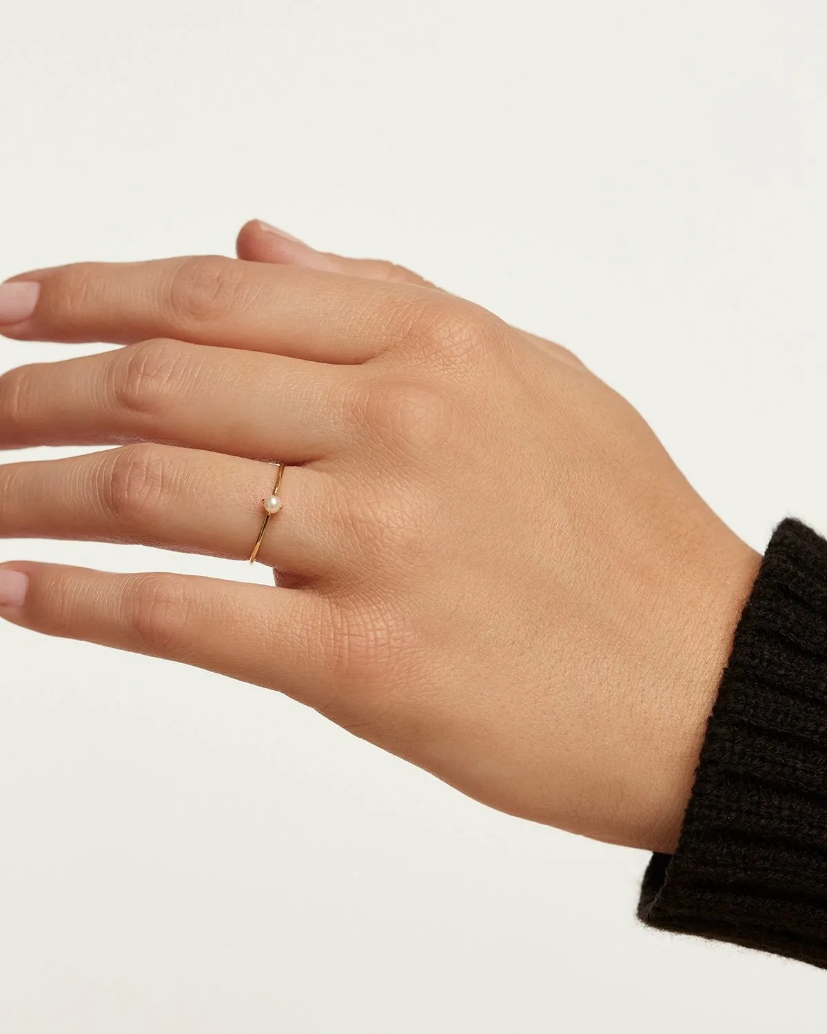 PDPAOLA Essentials bague Solitary Pearl or perle