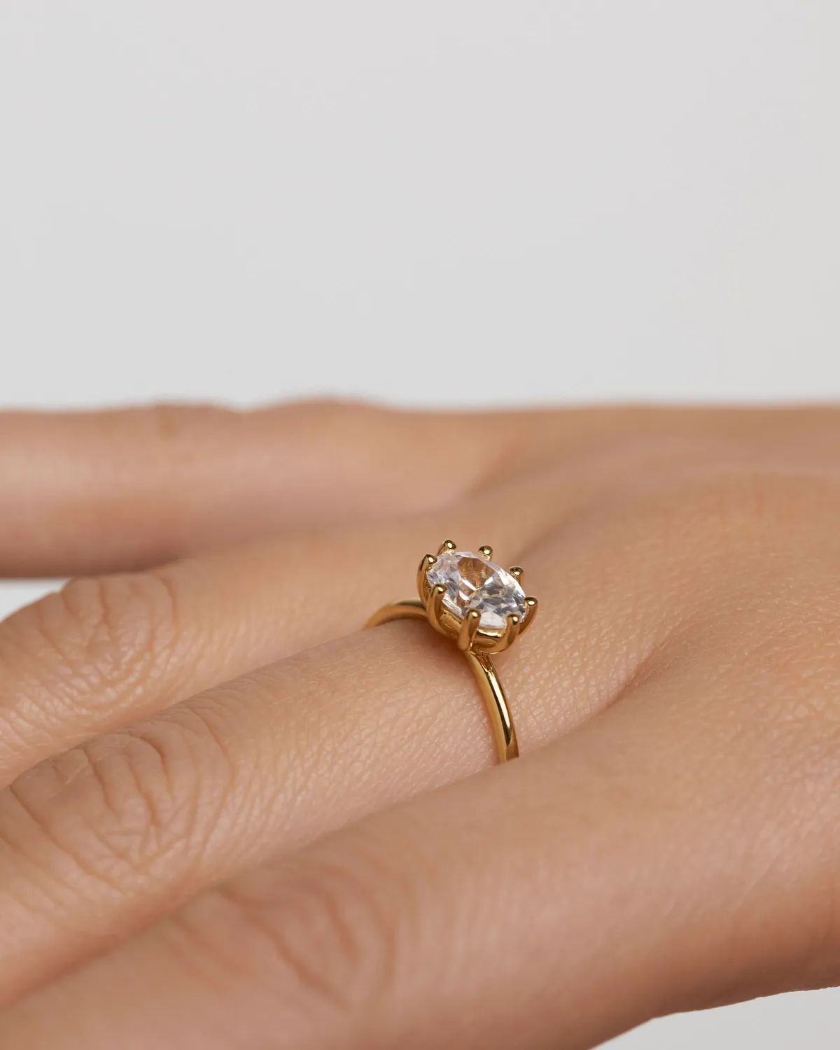 PDPAOLA Kim bague plaqué or zirconia 6x8 mm