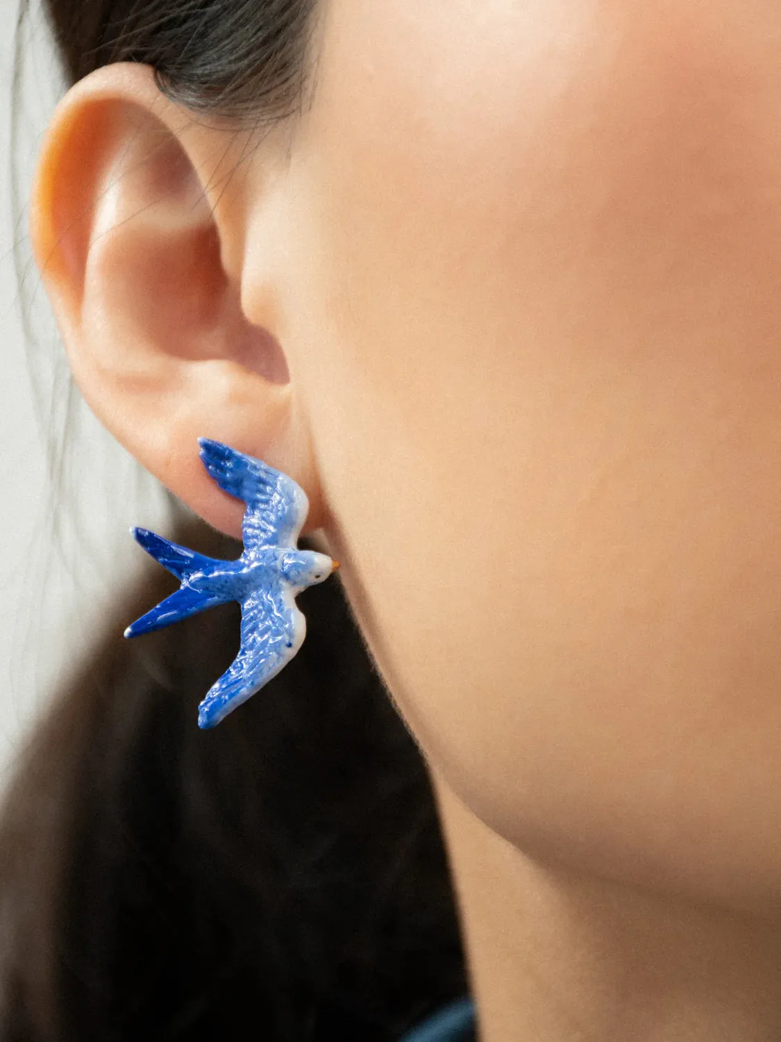 Nach Bijoux Hirondelles puces boucles d’oreilles bleues
