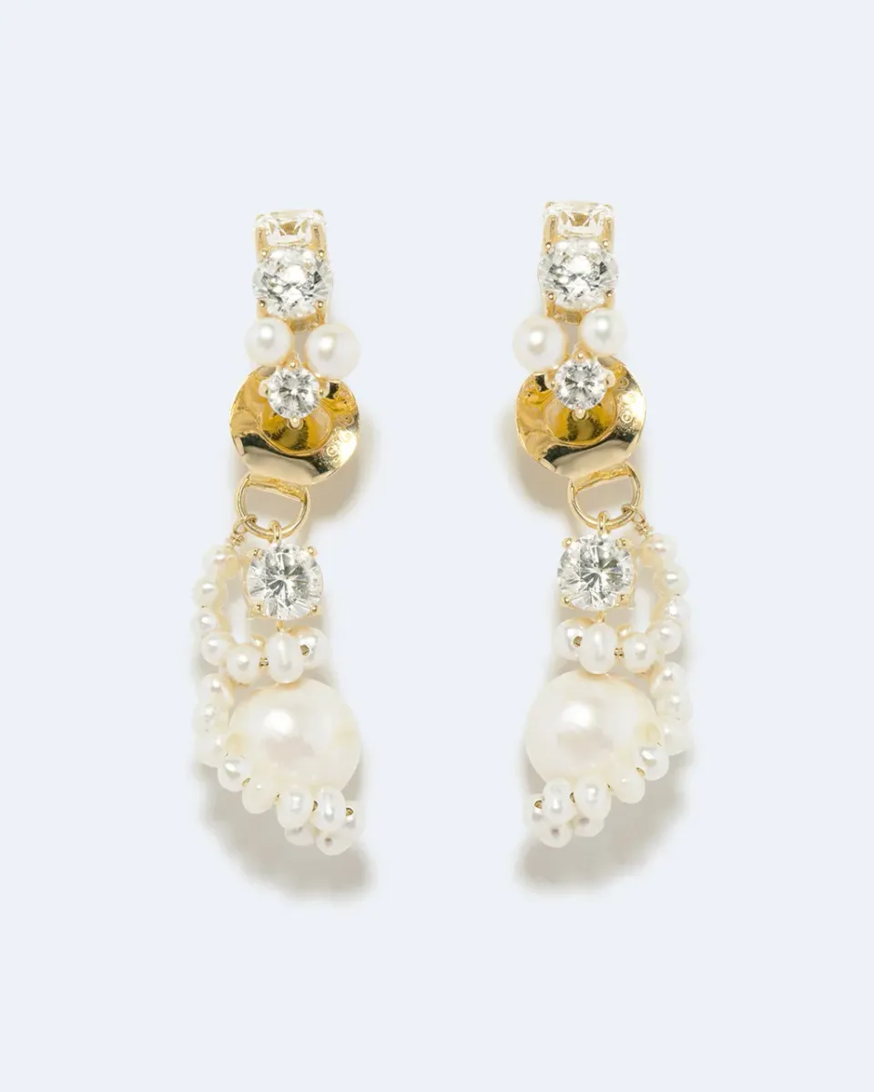 Completedworks Outcrop boucles perle zirconia vermeil