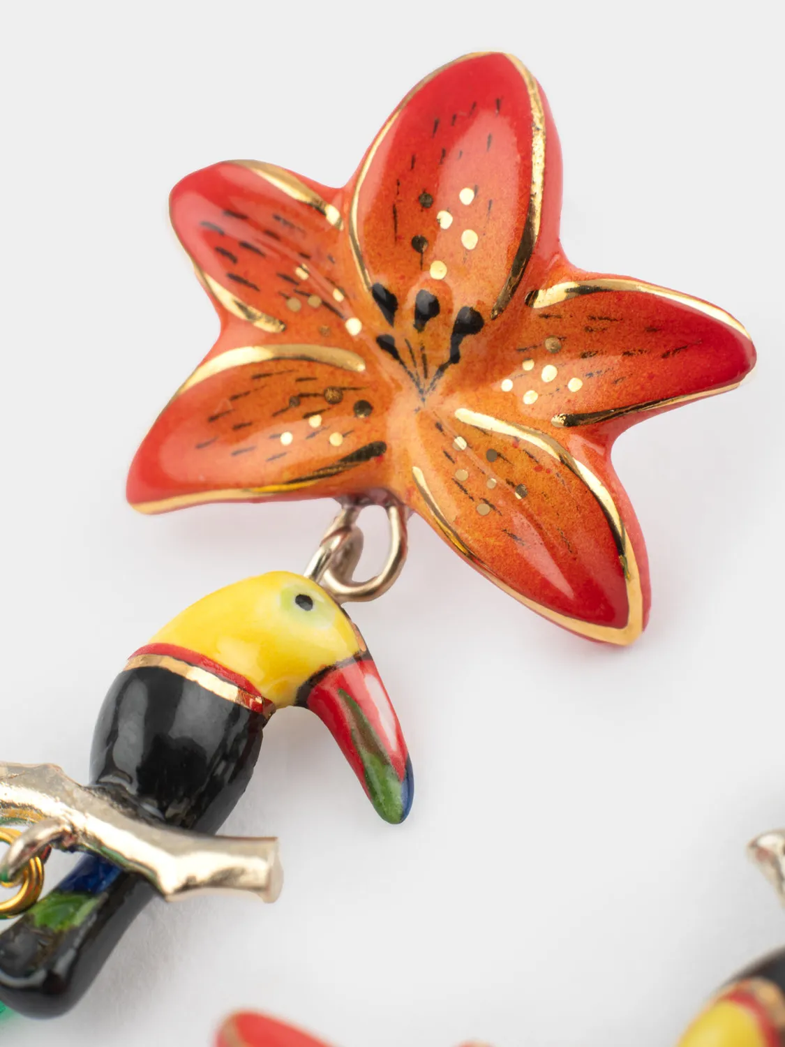 Nach Bijoux Toucan Lys boucles d'oreilles pendantes orange
