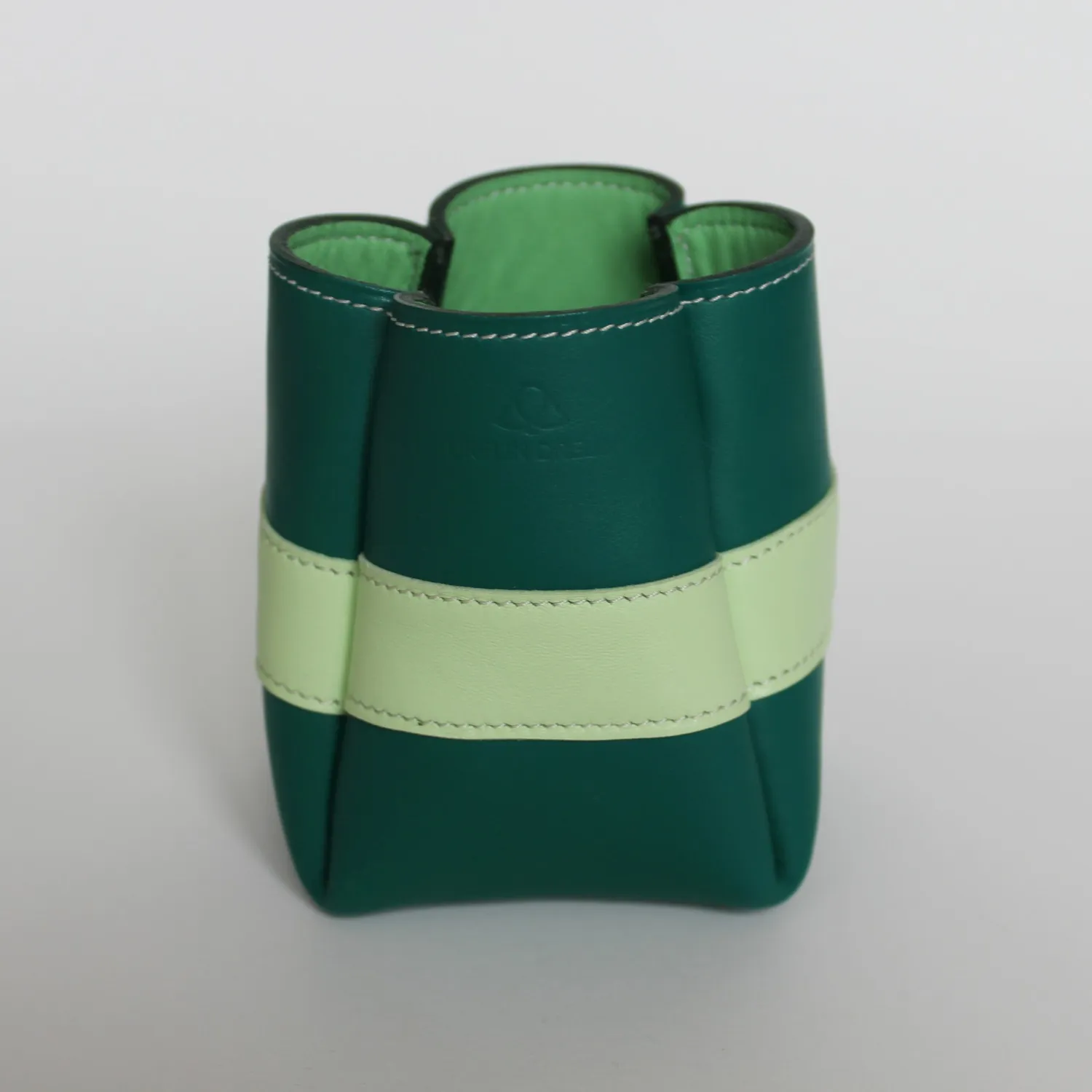 DRELIN Pot à crayons cuir verts artisanal