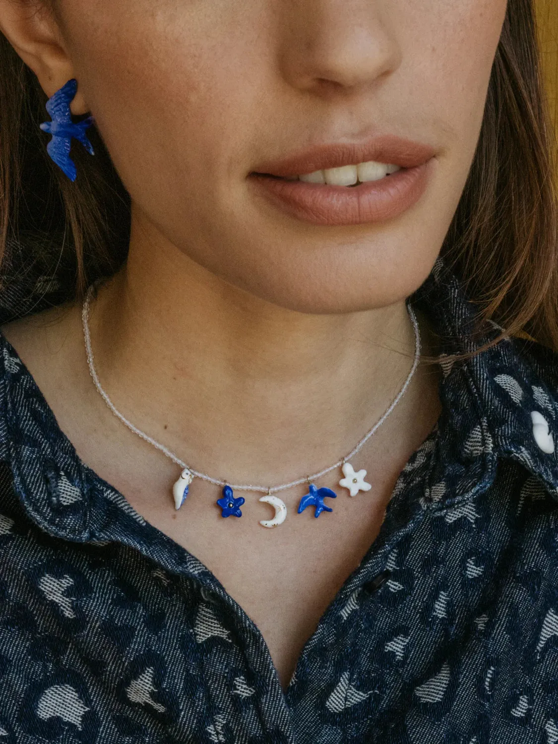 Nach Bijoux collier multi cosmic et perles cristal 44 cm
