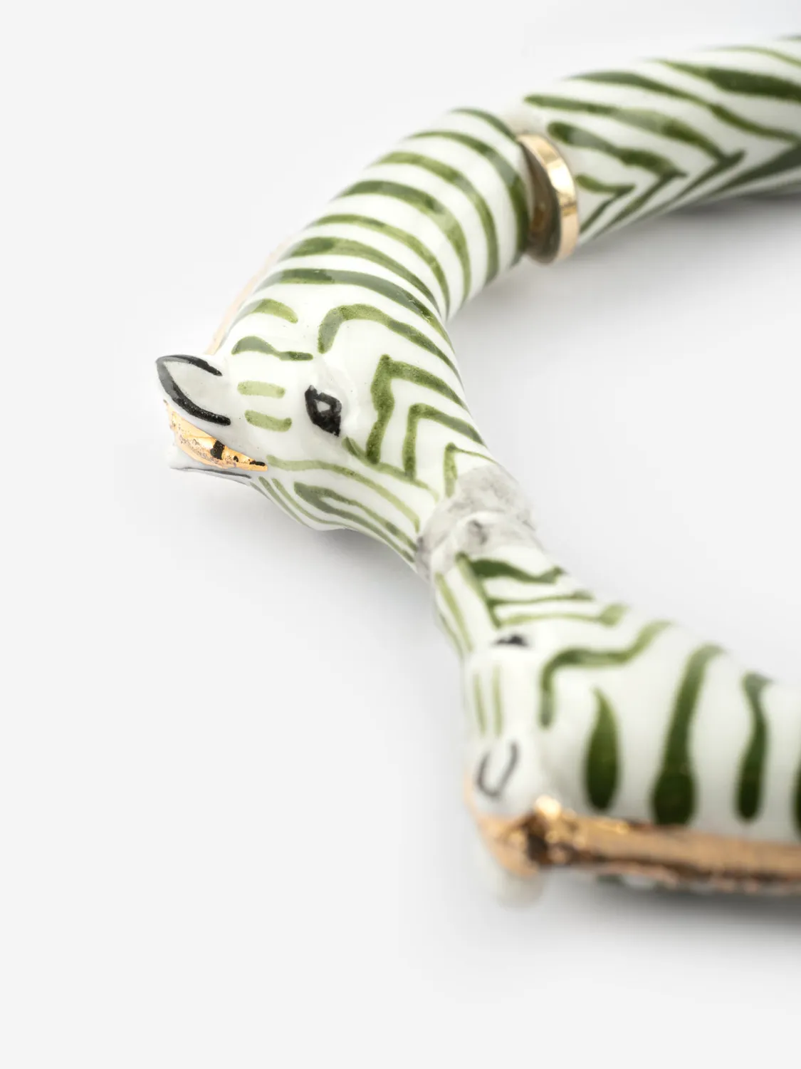 Nach Bijoux bisou zèbres verts et dorés bracelet porcelaine