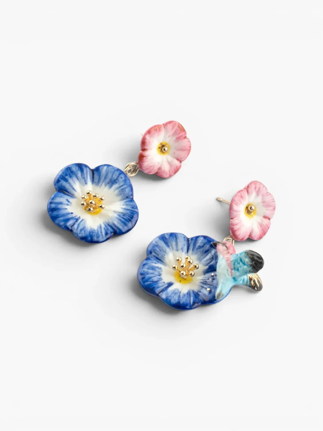 Nach Bijoux célestes colibri boucles pendantes roses 3,8 cm
