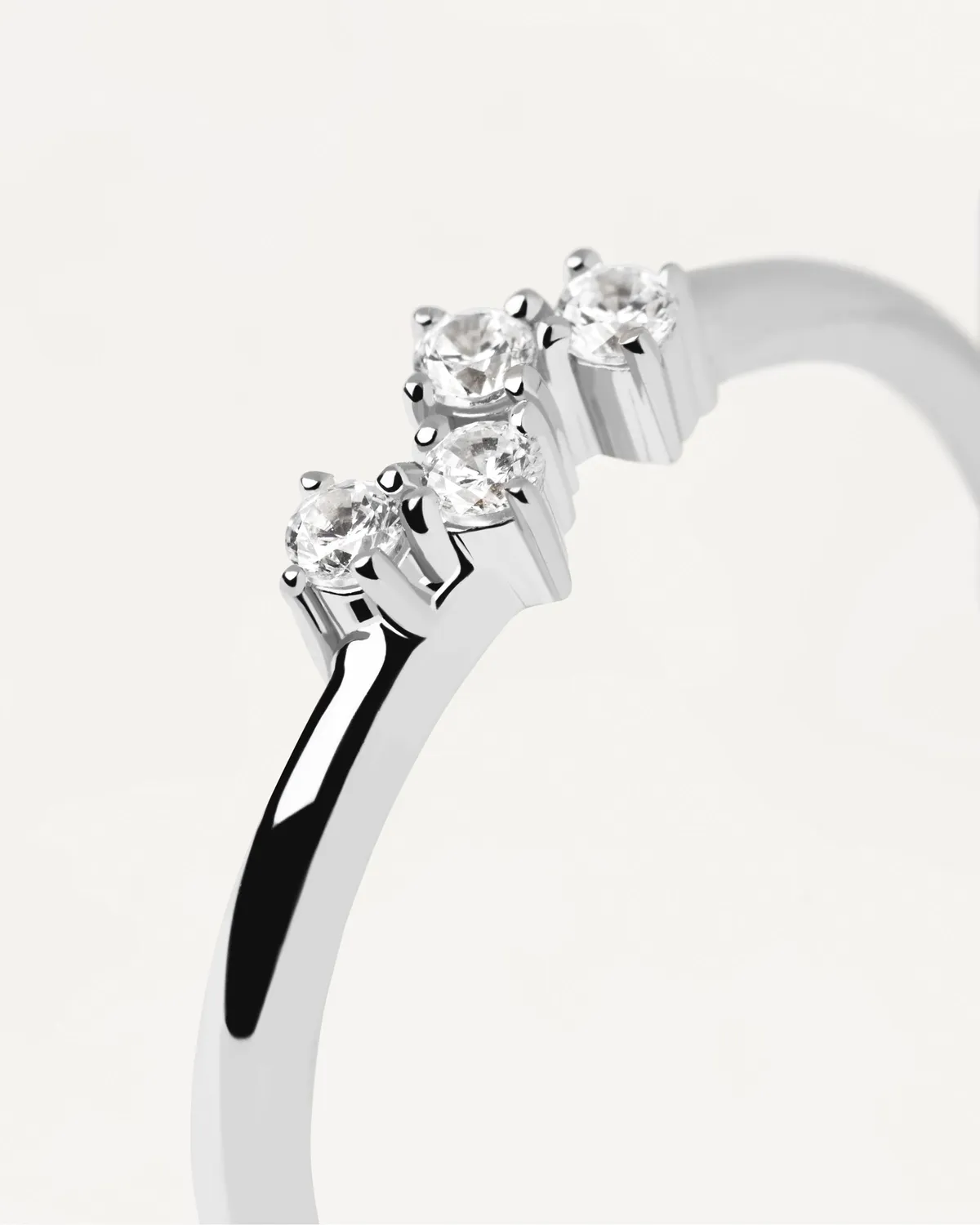 PDPAOLA Quatre bague argent zircones blanches