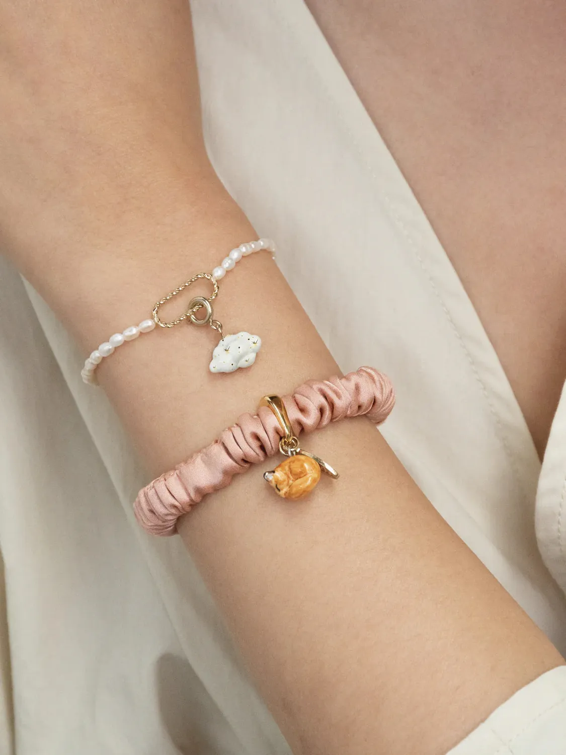 Nach Bijoux nuage blanc doré charms porcelaine Mix Match