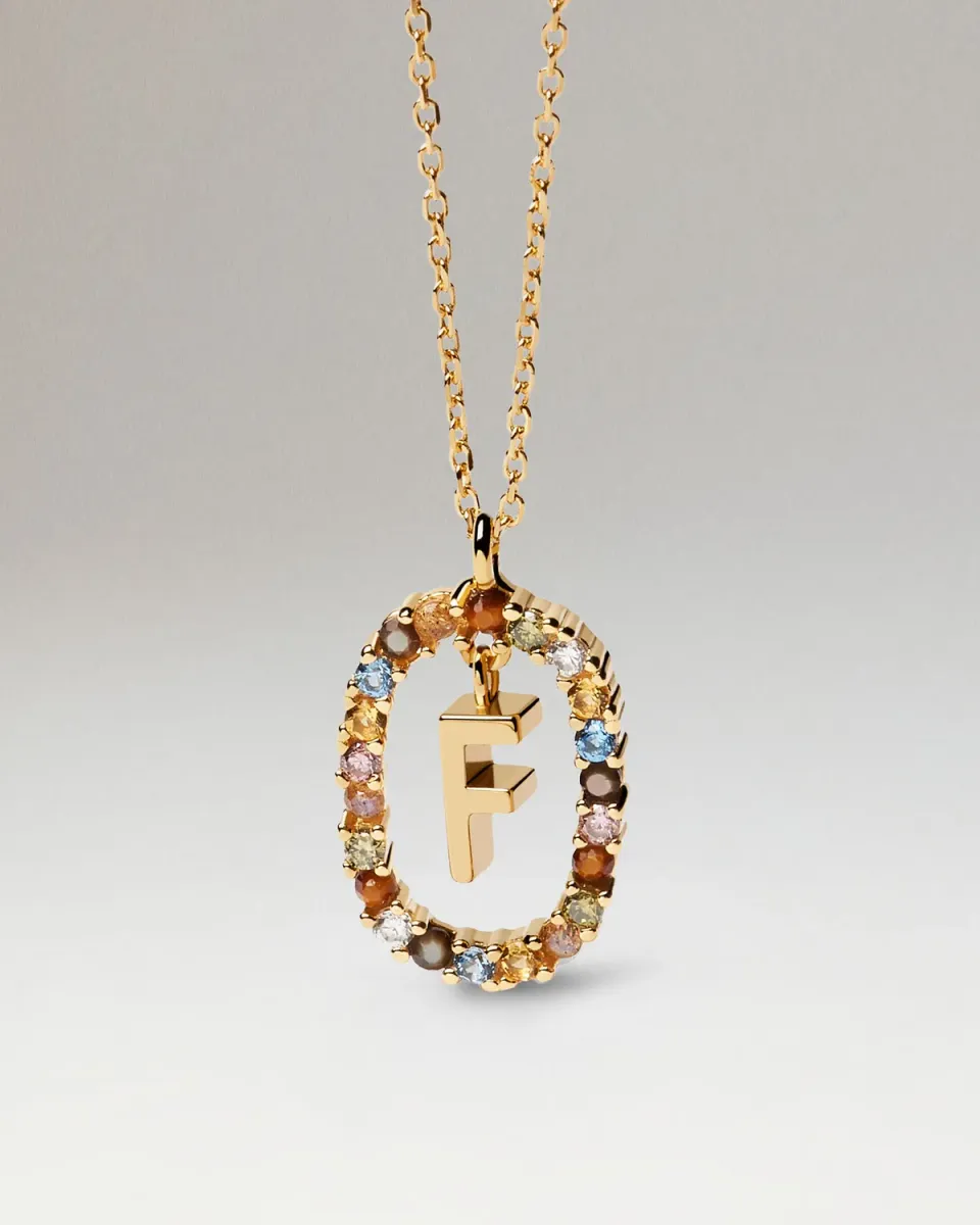 PDPAOLA Letters collier lettre F pierres plaqué or
