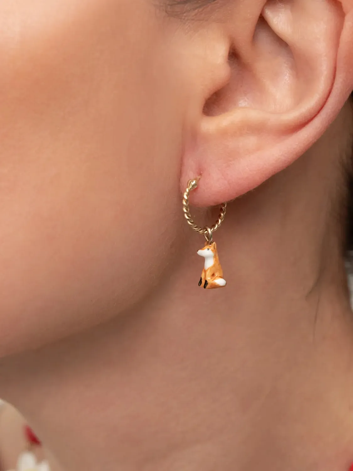 Nach Bijoux Mini créole renard boucle d'oreille porcelaine à l'unité