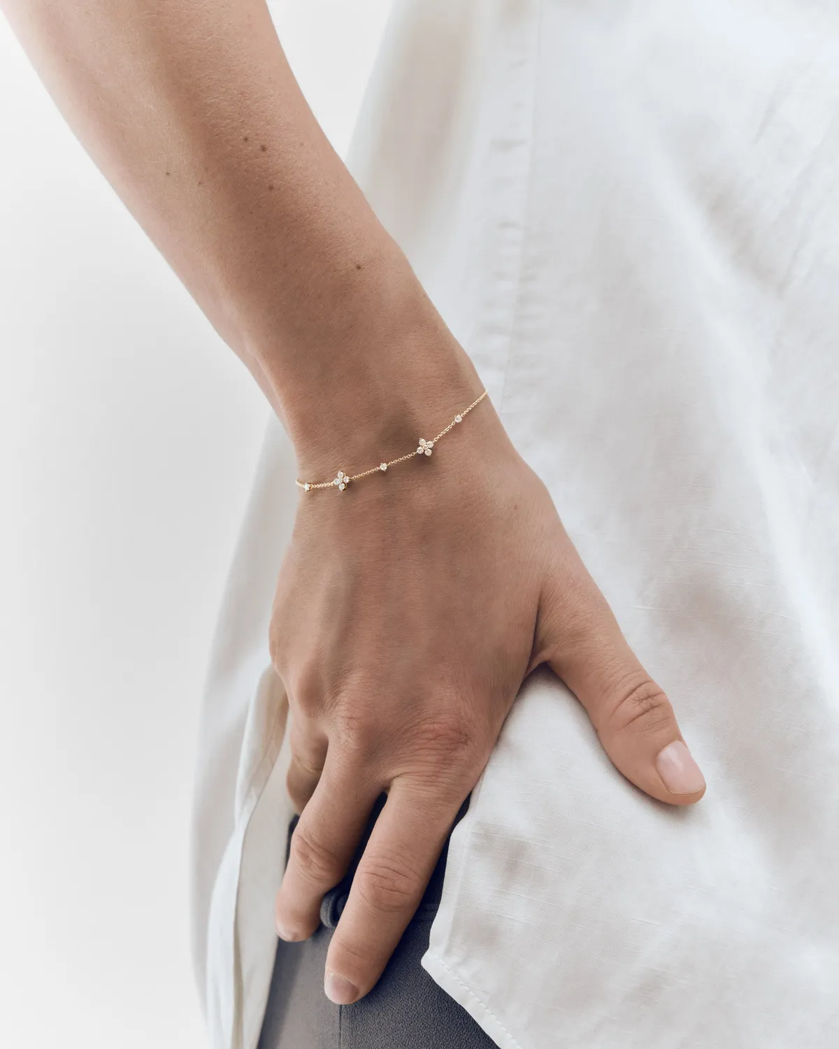 PDPAOLA Maggie Bloom bracelet or jaune diamants