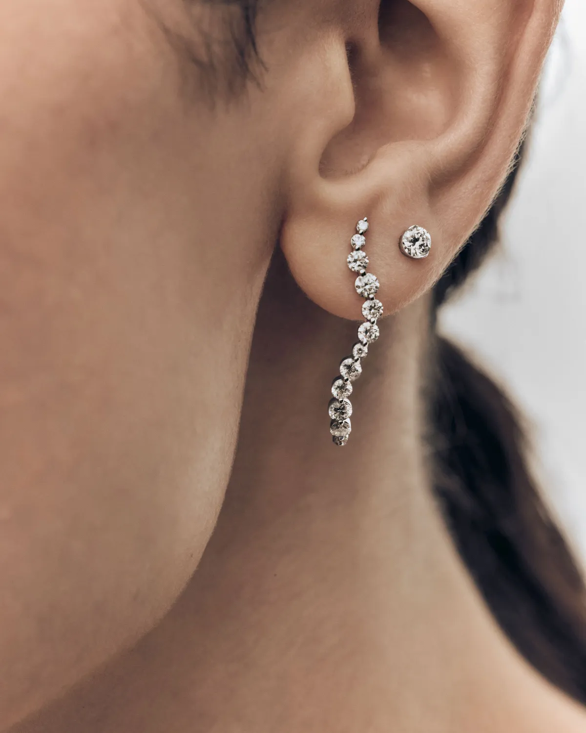 PDPAOLA Grace Mini mono boucle or blanc diamant