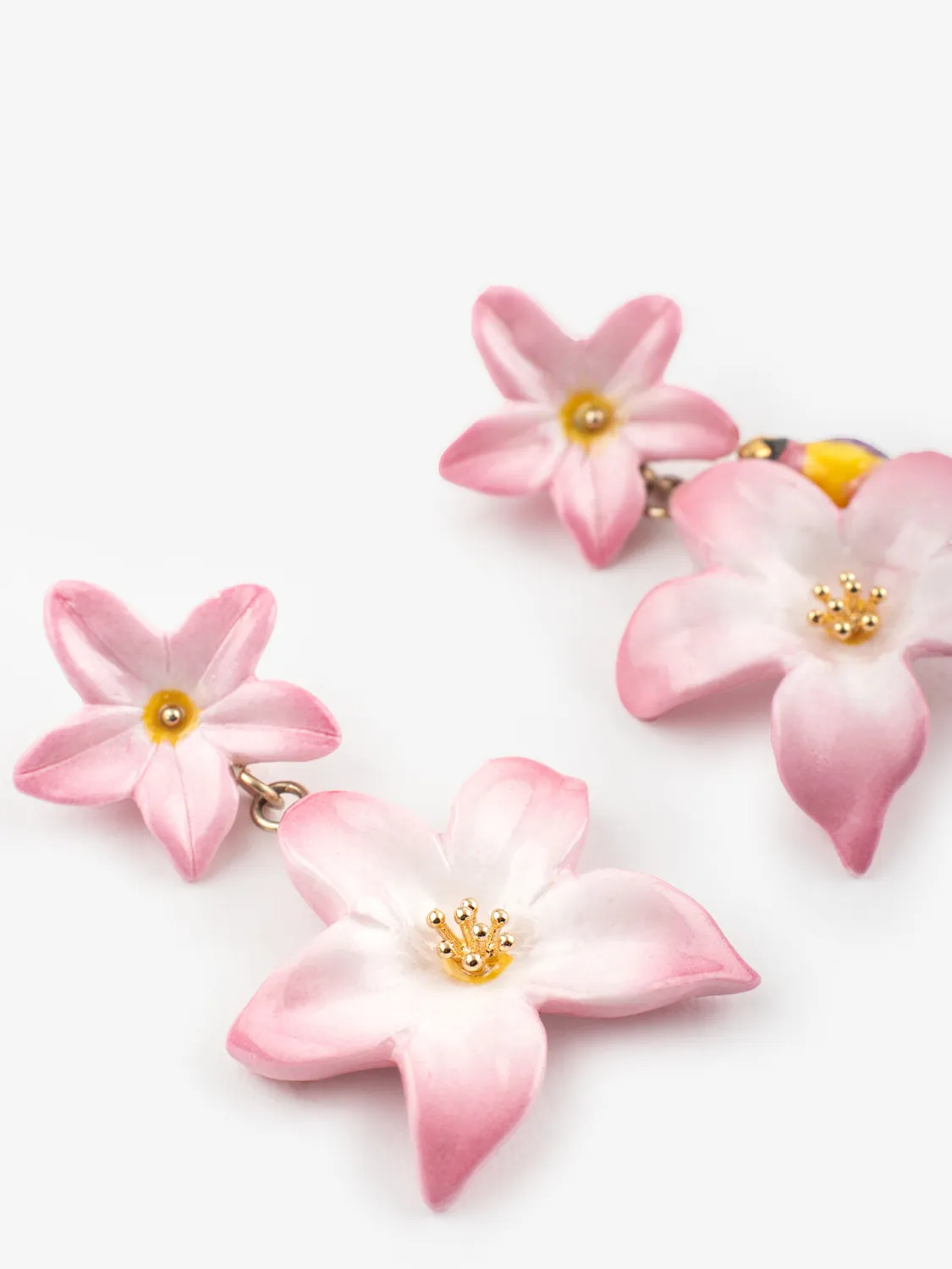 Nach Bijoux double lys roses boucles d'oreilles 5,3 cm