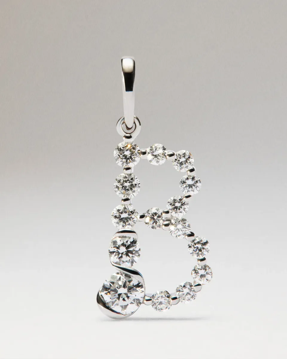 PDPAOLA Initiale pendentif B or blanc diamants 0,378 ct