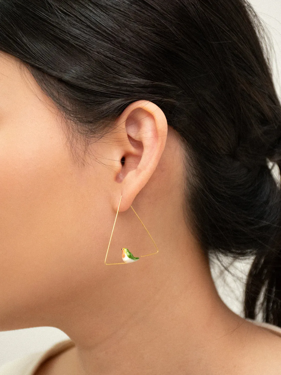 Nach Bijoux triangle rouge-gorge créoles boucles d'oreilles porcelaine