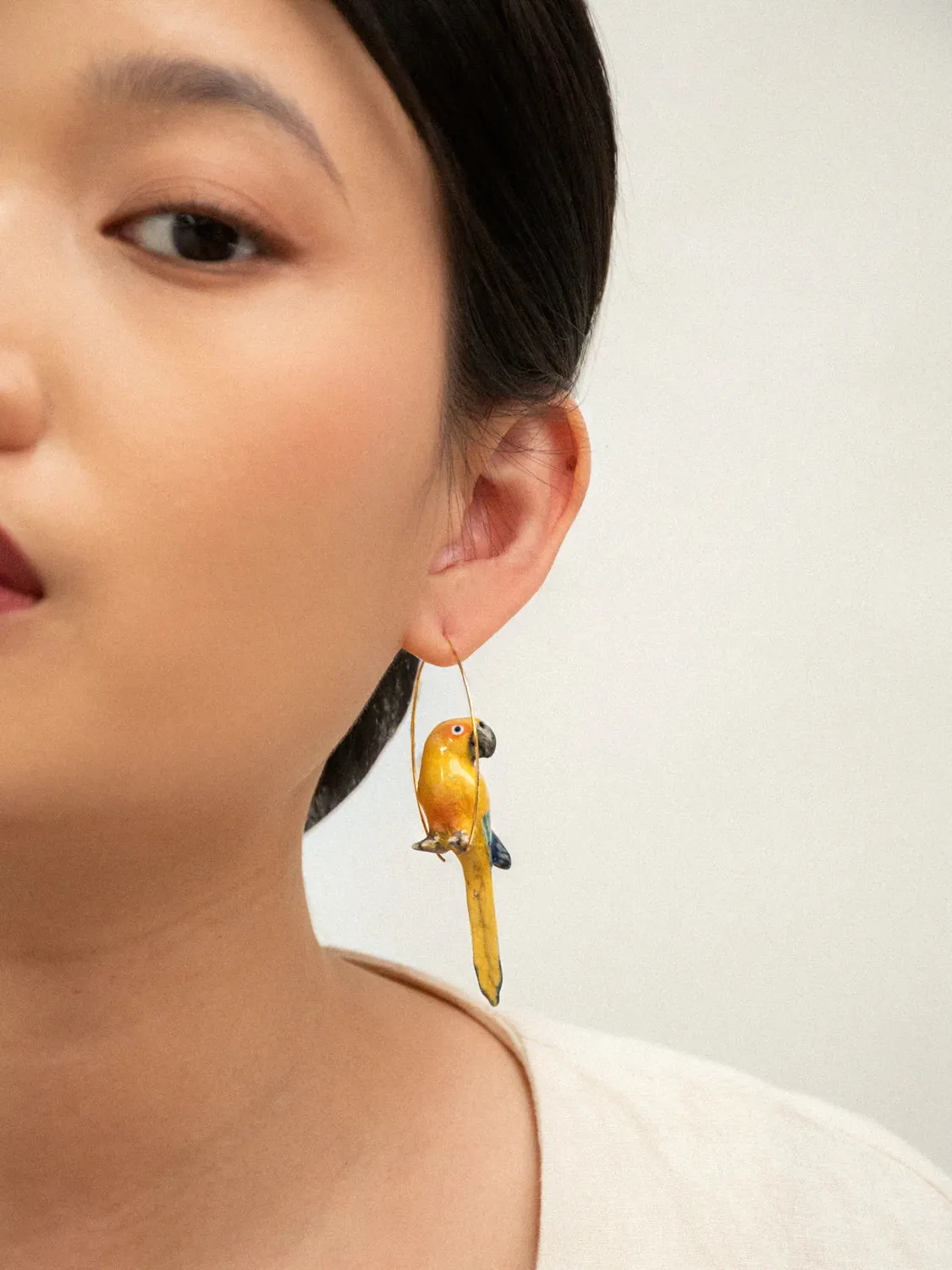 Nach Bijoux conure soleil grandes créoles boucles d'oreilles jaune