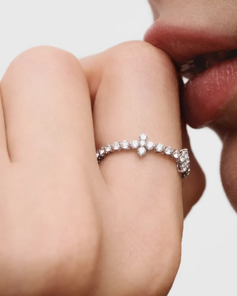 PDPAOLA Maggie Grid 2 bague or blanc diamants