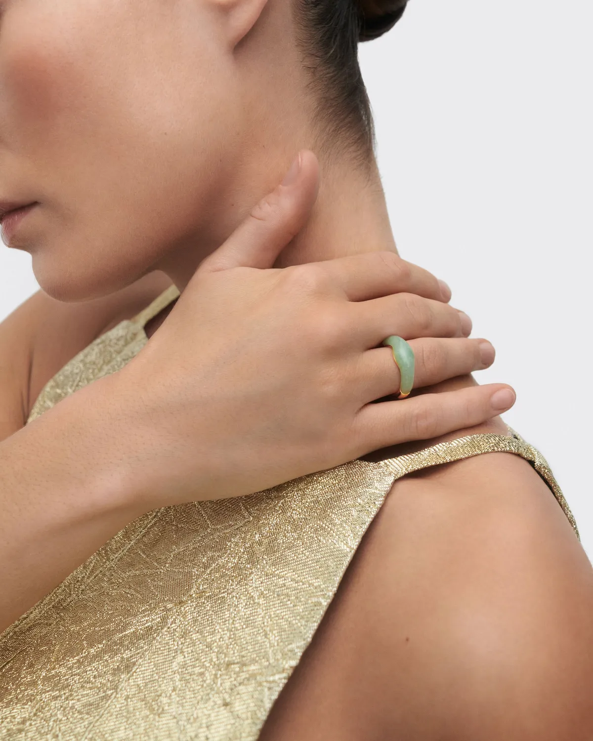 PDPAOLA Nami bague aventurine verte or