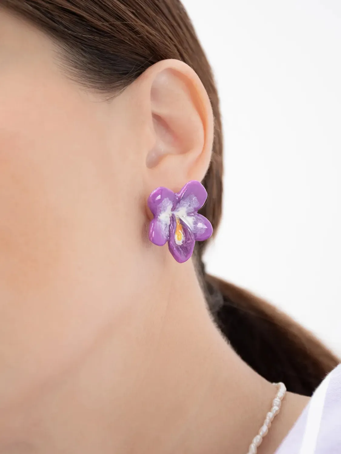 Nach Bijoux Violette puces boucles d’oreilles porcelaine 2,5 cm
