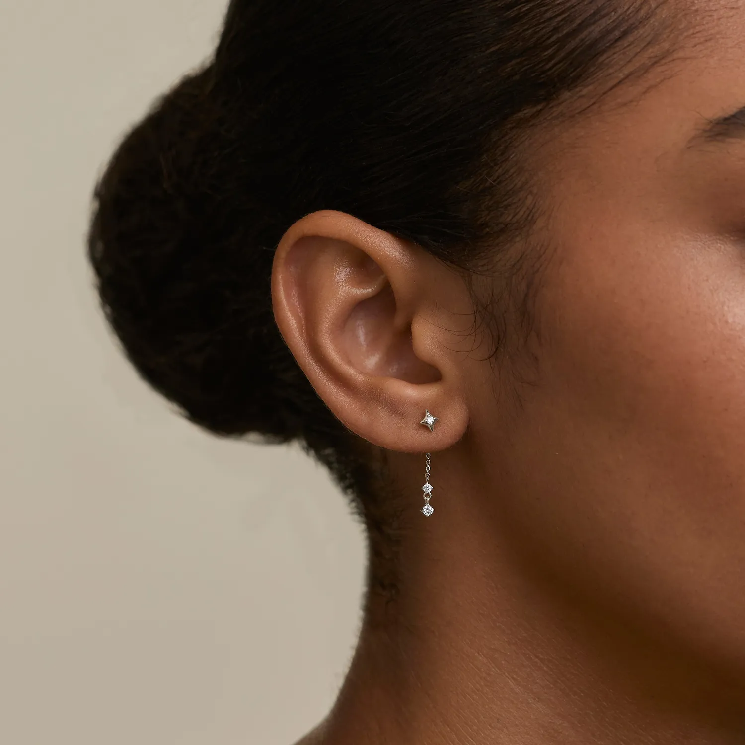 Astrid & Miyu Cosmic Star Drop boucles d'oreilles argent