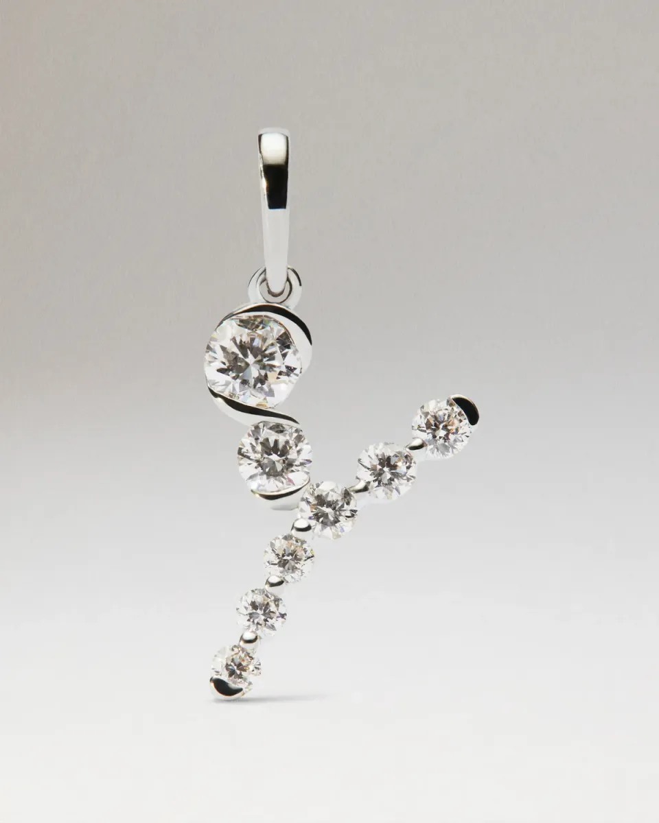 PDPAOLA Initiale Y pendentif diamants or blanc 18ct