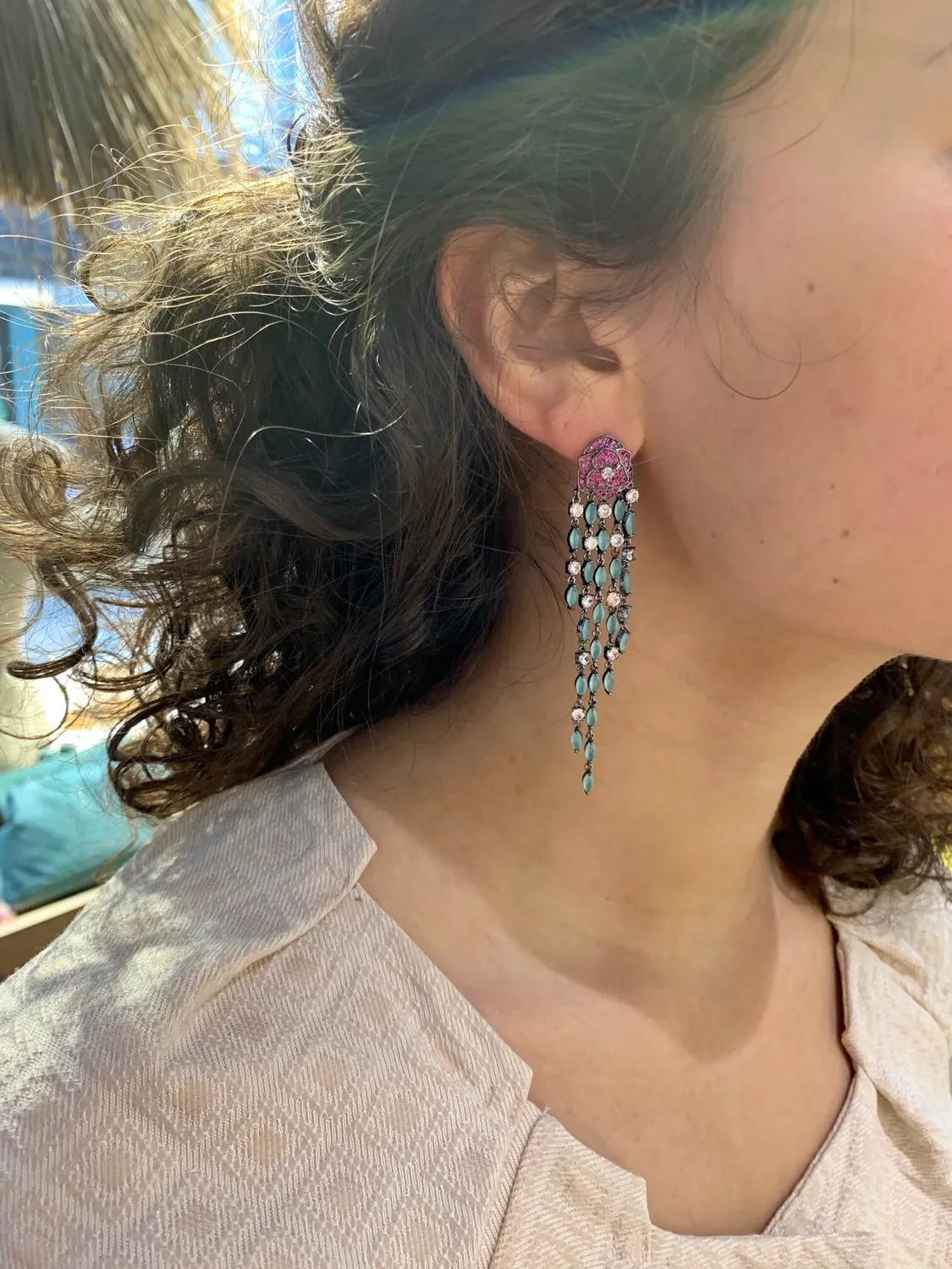 Nao de Paris Jardin des Roses boucles d'oreilles clips strass