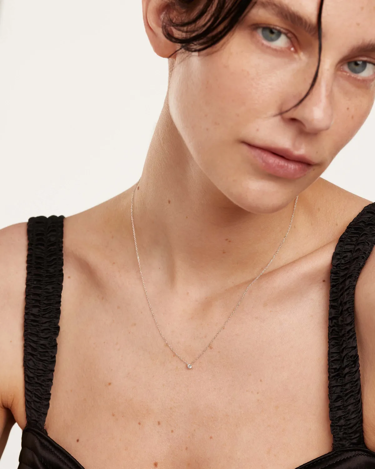 PDPAOLA Solitaire Mini collier diamant or blanc